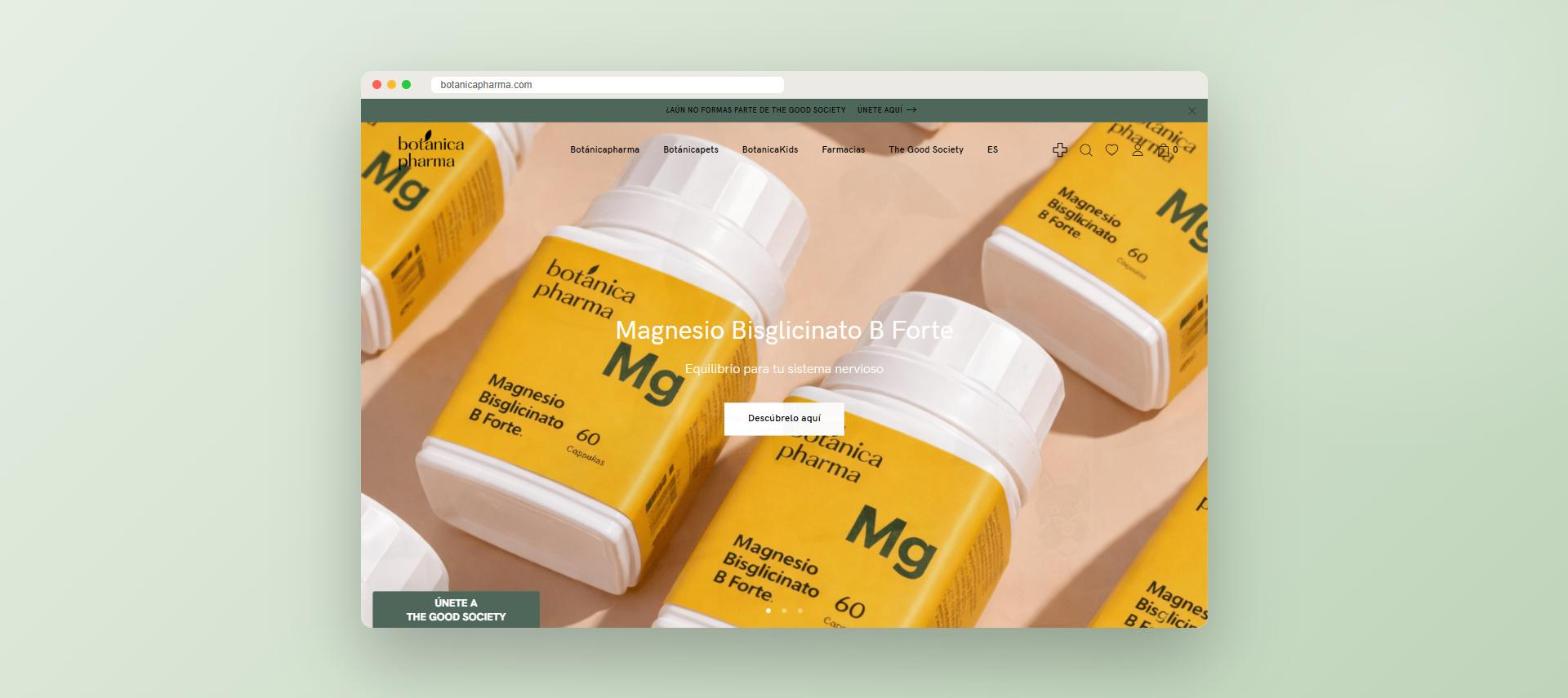 Web de Botanicapharma: página de inicio vista en escritorio