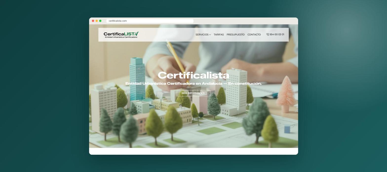 Web de Certificalista: página de inicio vista en escritorio