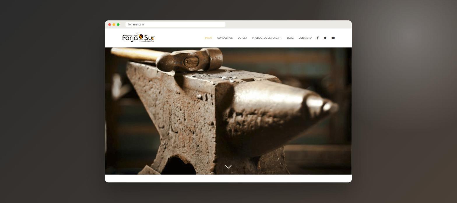 Web de Forjasur: página de inicio vista en escritorio