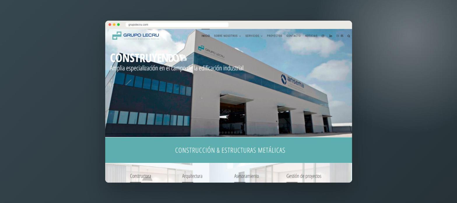 Web de Grupo Lecru: página de inicio vista en escritorio