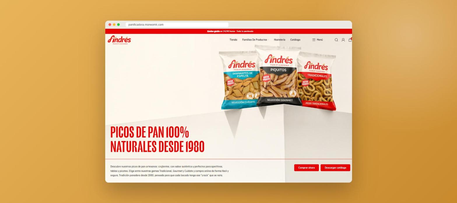 Web de Panificadora Andrés: página de inicio vista en escritorio