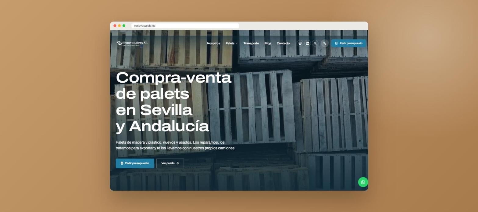 Web de Renovapalets: página de inicio vista en escritorio