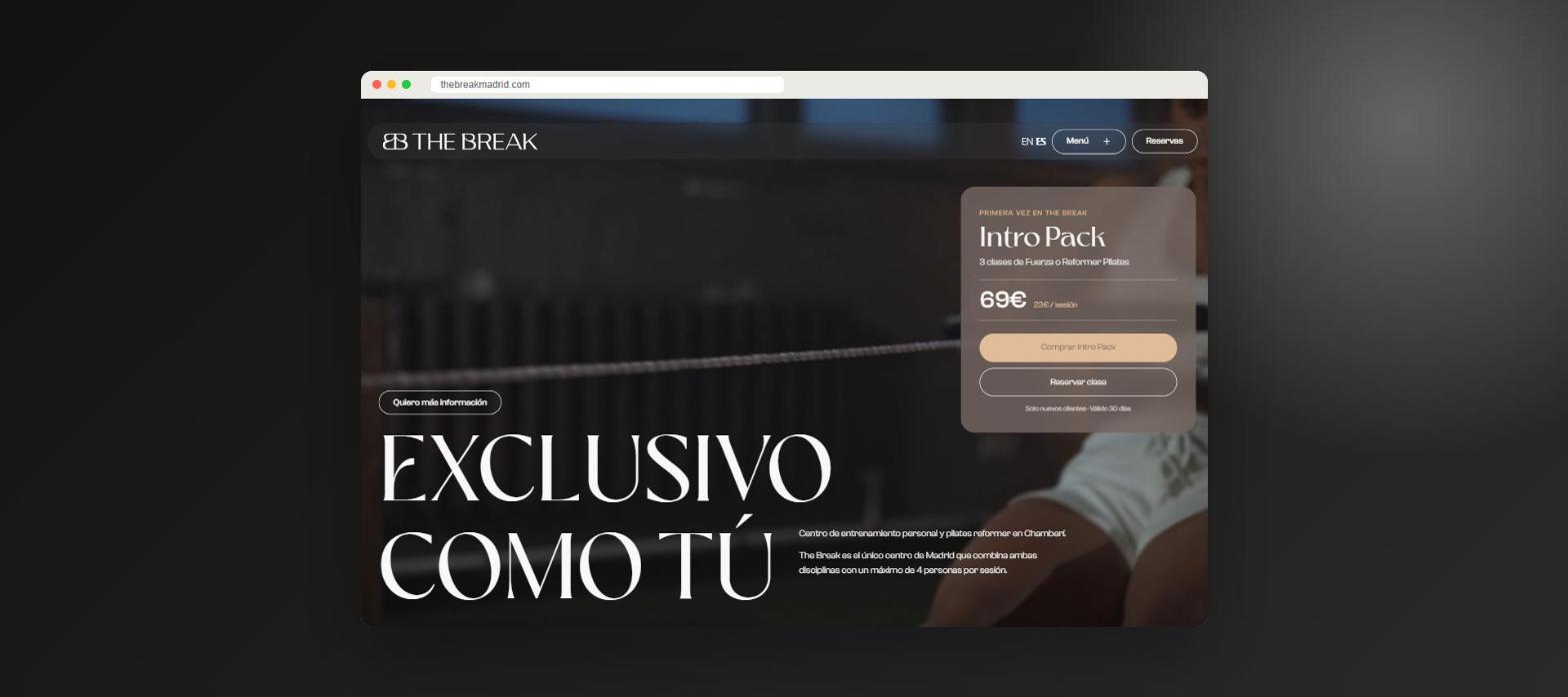 Web de The Break: página de inicio vista en escritorio